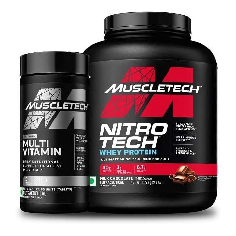 MuscleTech Nitrotech Whey Protein 4lb & Platinum Multivitamin 60 Tabs Combo,  2 Piece(s)/Pack  Milk Chocolate 