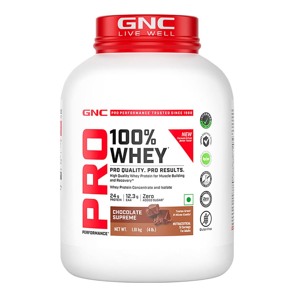 GNC Pro Performance 100% Whey Protein New Formulation, 4 lb Chocolate Supreme-picture-37