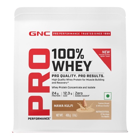 1 - GNC Pro Performance 100% Whey Protein New Formulation, 1 lb Mawa Kulfi