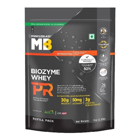 1 - MuscleBlaze Biozyme Performance Whey PR OP, 2.2 lb Refill Pouch Chocolate Fudge