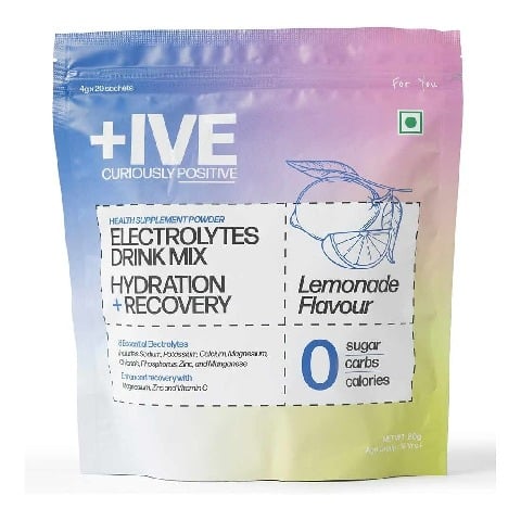 1 - Curiously +IVE Electrolytes Drink Mix Hydration + Recovery, 20 sachets/pack Lemonade