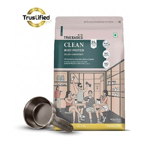 TrueBasics Clean Whey Protein (Isolate + Concentrate), 2.2 lb Turmeric Latte