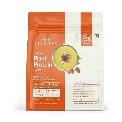 1 - Happy Cultures Tastiest Plant Protein,  1.11 lb  Kesar Pista Badam with Almond Chunks 