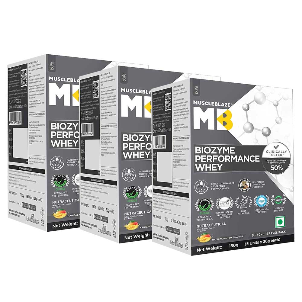 muscleblaze Biozyme Performance Whey Magical Mango 540g - 15 sachets x 36g-picture-23