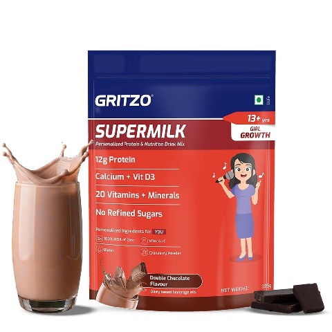 1 - Supermilk Gritzo Growth for Girl 13+ years, 335 g Double Chocolate (Pouch)