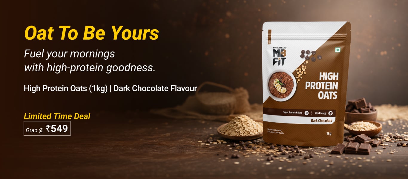 Limited Time Deal: MuscleBlaze High Protein Oats 1 kg Dark Chocolate @ 549