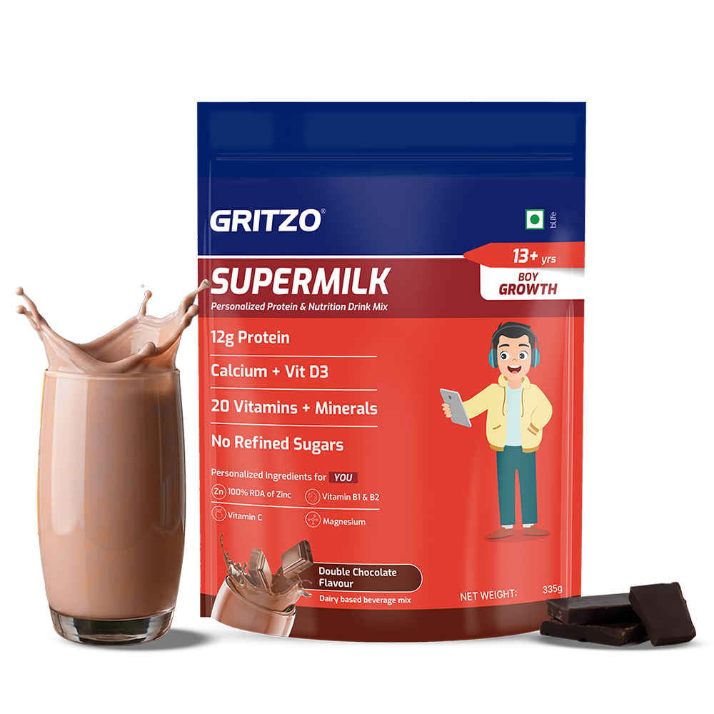 1 - Supermilk Overall Growth for Boy 13+ years, 335 g Double Chocolate (Pouch) 13+ Yrs Boy Overall Growth With Unrefined Sugar