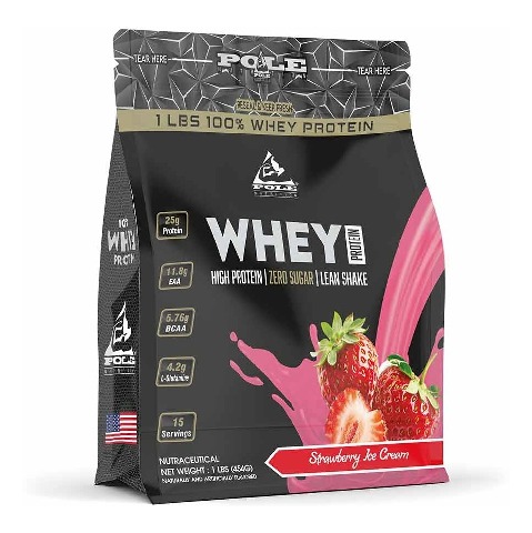 1 - Pole Nutrition Whey Protein, 1 lb Strawberry Ice Cream