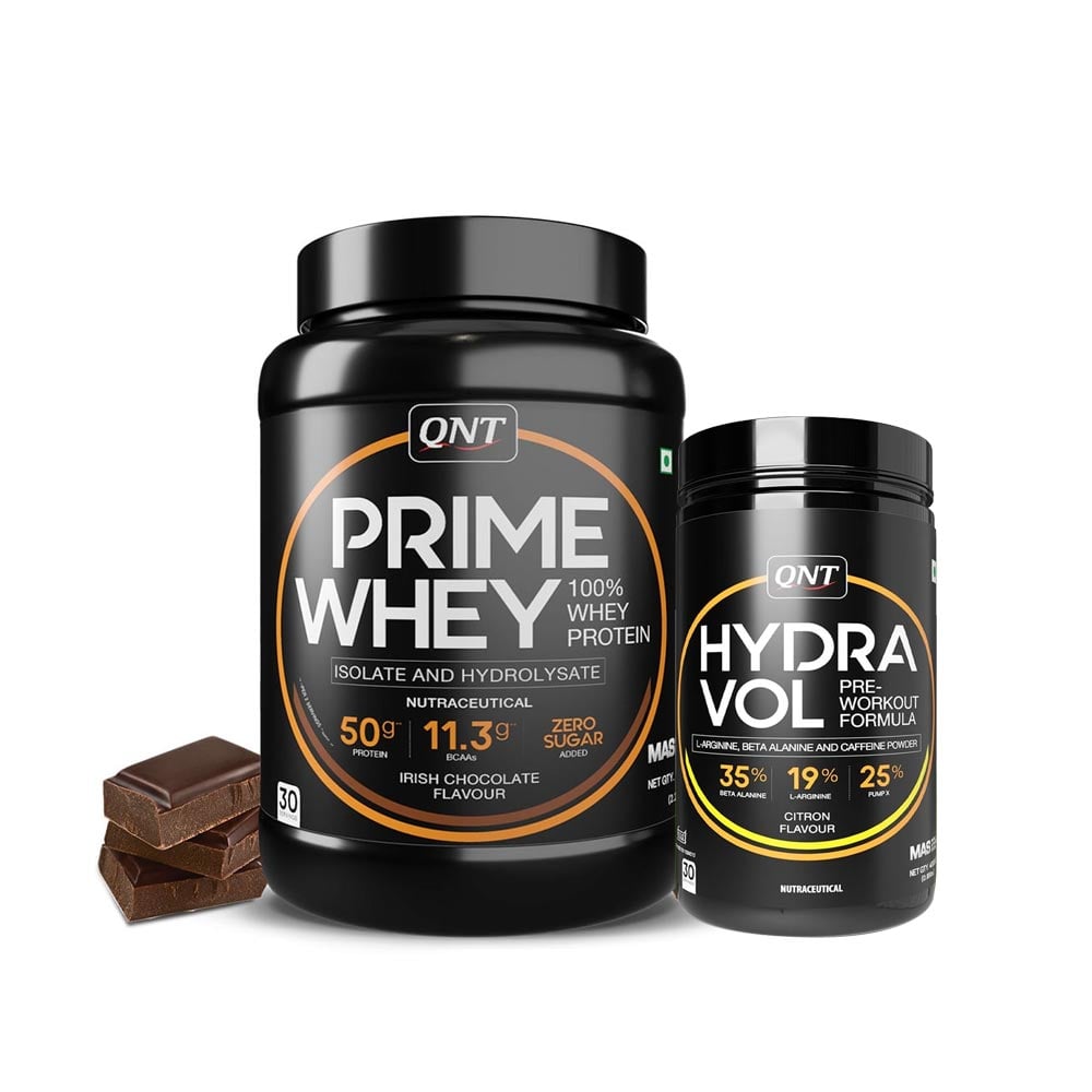 QNT Prime Whey 2.2 lb Irish Chocolate with Hydra Vol Pre Workout Combo, 0.88 lb Citron-image-17