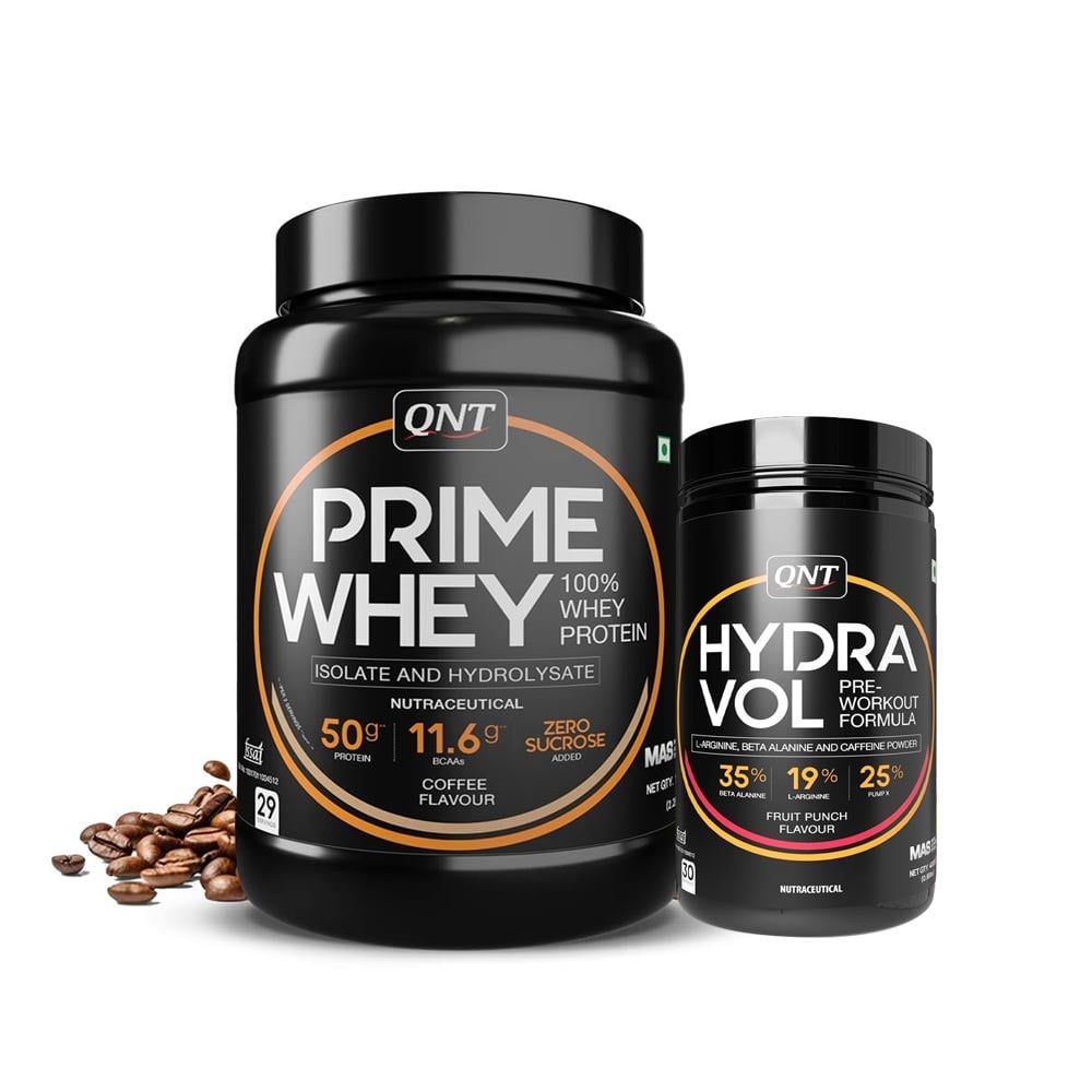 QNT Prime Whey 2.2 lb Coffee with Hydra Vol Pre Workout Combo, 0.88 lb Fruit Punch-picture-19