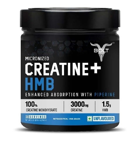1 - Bolt Micronized Creatine+HMB, Unflavoured 0.33 lb