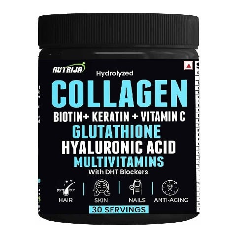 1 - NutriJa Hydrolyzed Marine Collagen with Biotin, 240 g Tangy Orange