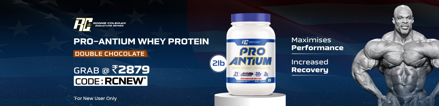 Ronnie Coleman Pro-Antium Whey Protein, 910 g (2 lb), Double Chocolate | Grab @ Rs. 2879/- | RCNEW | NEW USER