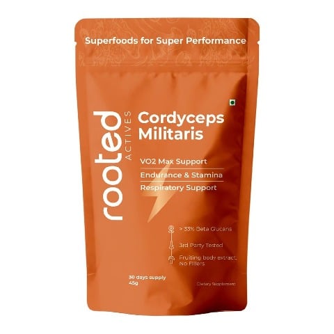 Rooted Active Naturals Cordyceps Militaris Organic Mushroom Extract, 45 g