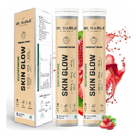1 - DR. HARLE Glutathione Skin Glow Effervescent,  Strawberry (Pack of 2)  15 tablets 
