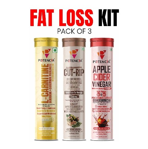 7 - Potencia Fat Loss Kit, 3 Piece(s)/Pack Apple Cider Vinegar + Cut-Rip + L-Carnitine Effervescent Tablets