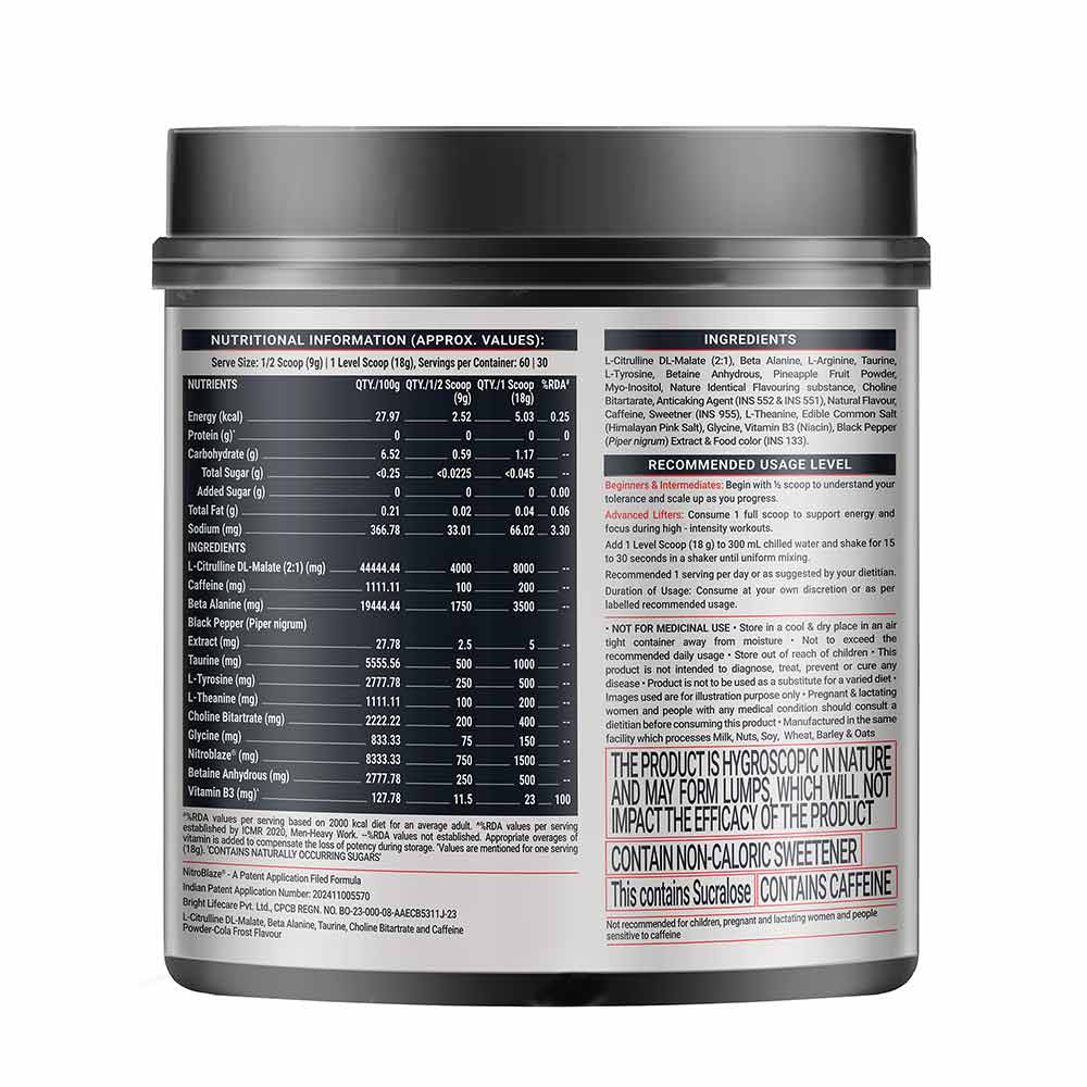 7 - MuscleBlaze Pre Workout WrathX,  30 Servings  Cola Frost
