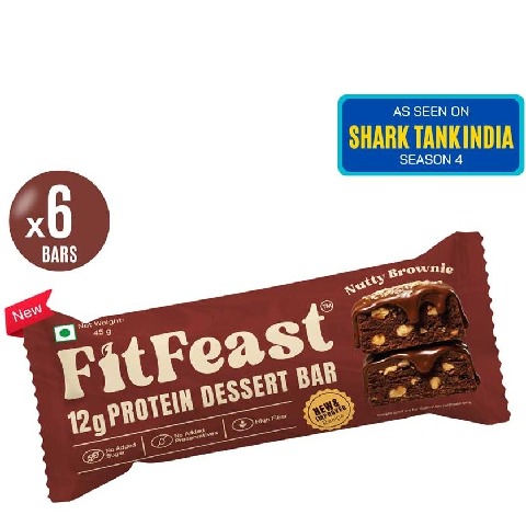 1 - FitFeast Protein Dessert Bar, 6 bar(s) Nutty Brownie