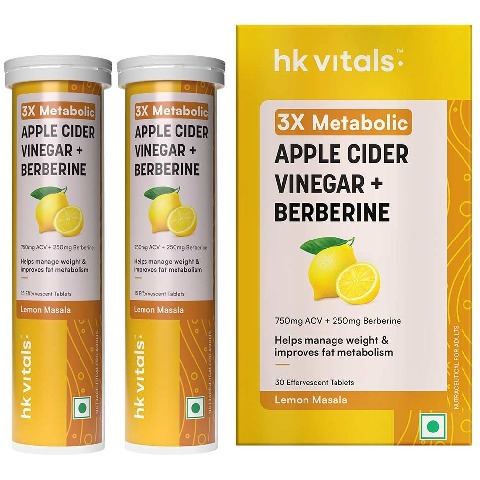 25 - HealthKart HK Vitals 3x Metabolic ACV + Berberine Effervescent, 30 tablet(s) Masala Lemon (Pack of 2)