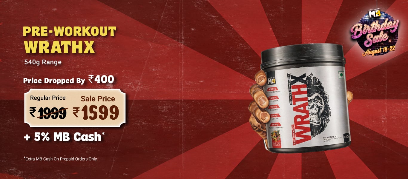540g Pre Workout WrathX Range @ 1599 + 5% MB Cash