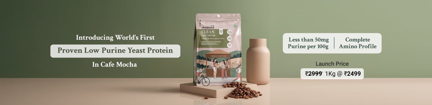 TrueBasics Clean Yeast Protein, 1 kg (2.2 lb), Cafe Mocha | Launch - 2499