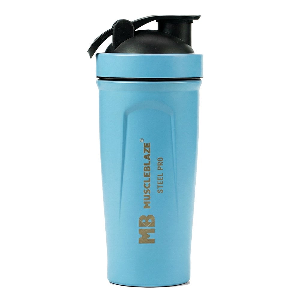 6 - MuscleBlaze Stainless Steel Gym Shaker,  Blue  700 ml