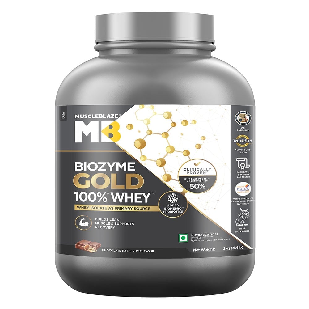 2 - MuscleBlaze Biozyme Gold 100% Whey (Old MRP), 4.4 lb Chocolate Hazelnut