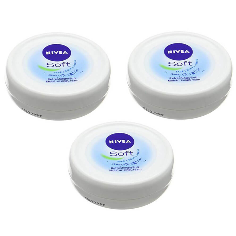 Nivea Refreshingly Soft Moisturising Cream,  50 ml  for All Skin Types (Pack of 3) 
