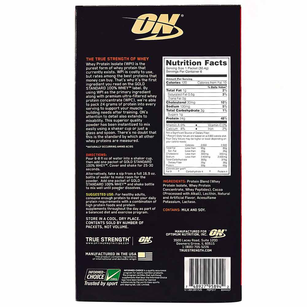 supplementinfo - ON (Optimum Nutrition) 100% Whey Gold Standard Bar,  6 bar(s)  Double Rich Chocolate 