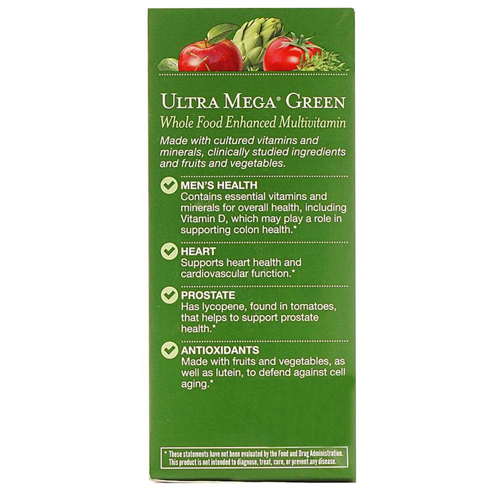 benefits - GNC Ultra Mega Green Men's Multivitamin,  60 caplets  Unflavoured 