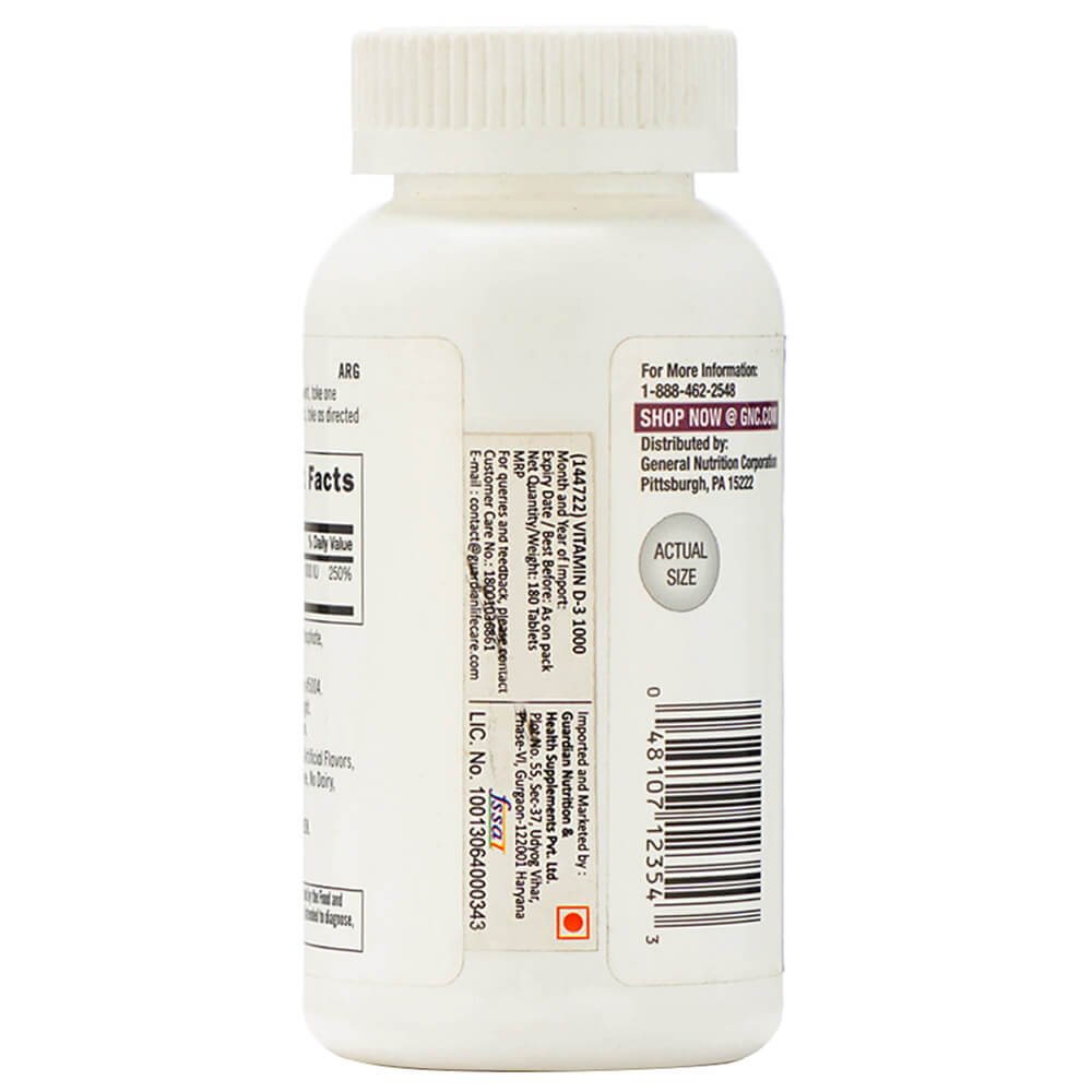 back - GNC Vitamin D-3 (1000 IU),  180 tablet(s) 
