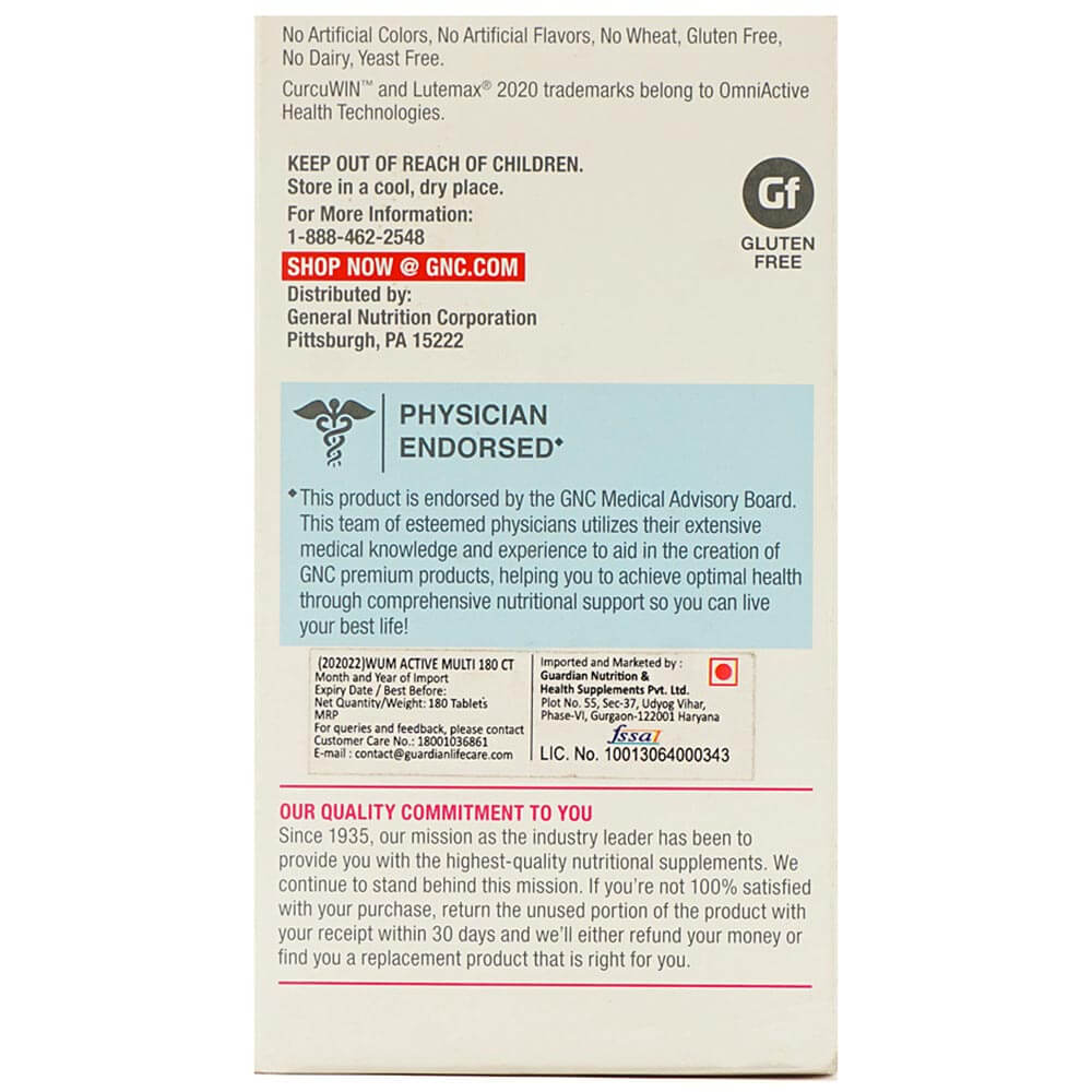 back - GNC Women's Ultra Mega Active,  180 caplets  Unflavoured 