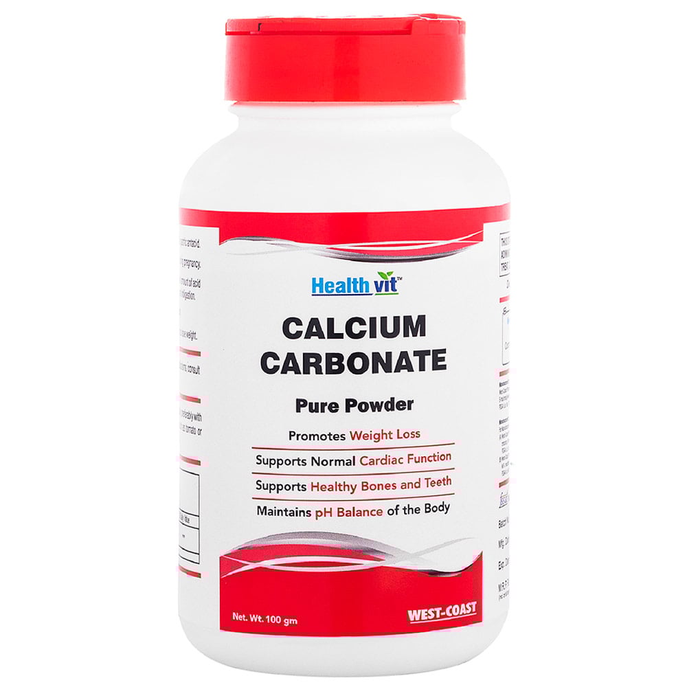 1 - Healthvit Calcium Carbonate 500mg Pure Powder,  100 g 