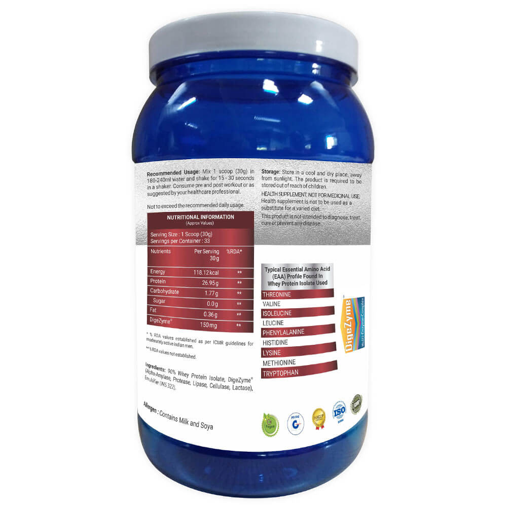 supplementinfo - OneLife 100% Whey Protein Isolate,  2.2 lb  Unflavoured 