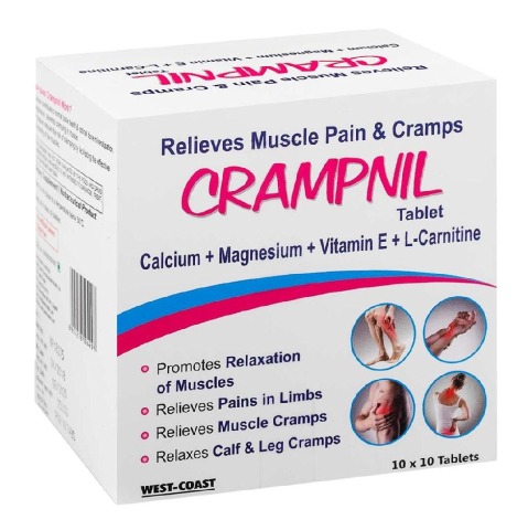West Coast Crampnil Calcium + Magnesium + Vitamin E + L Carnitine, 10 tablet(s)