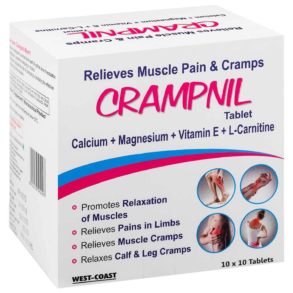 West Coast Crampnil Calcium + Magnesium + Vitamin E + L Carnitine,  10 tablet(s) 