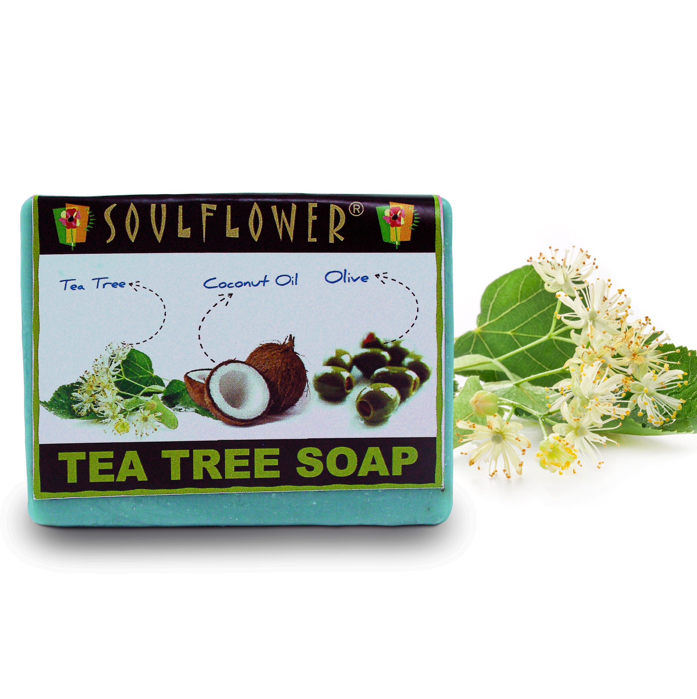 Soulflower 100% Vegetarian Soap-Tea Tree Soap, 150 g Bath & Body