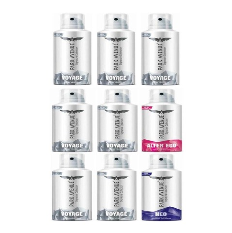 Park Avenue 7 Voyage Alter Ego and Neo Deodorant Spray Combo of 9,  130 ml  for Women & Men 