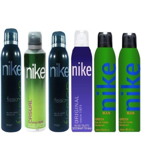 Nike Fission Casual Original and Green Deodorant Combo of 6,  200 ml  for Men 