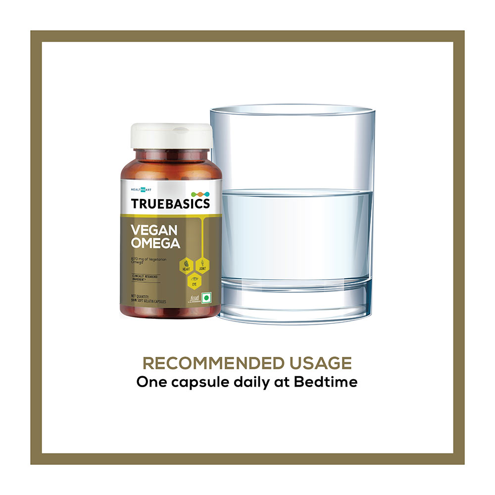 1 - TrueBasics Vegan Omega 870mg of Vegetarian Omega Fatty Acids OP,  90 softgels 