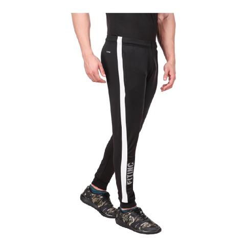 1 - Fitinc Jogger for Men with Two Side Zipper Pockets,  Black  Large 