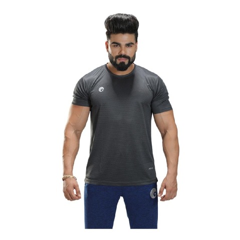 1 - Omtex Gym Polyester T Shirt TS1801,  Dark Grey  XL 