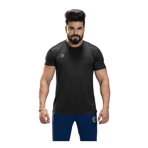 1 - Omtex Gym Polyester T Shirt TS1801,  Black  XL 