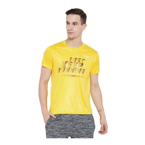 Masch Mens Just Keep Running T Shirt,  Yellow  Medium 