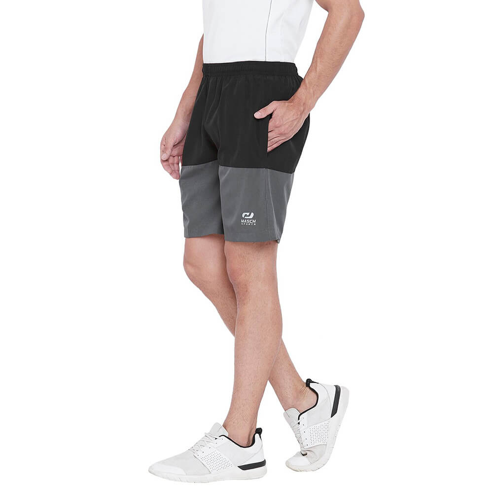 2 - Masch Mens Regular Fit Polyester Shorts,  XXL  Black and Grey 