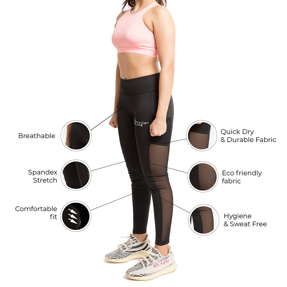 2 - Fitup Life Solid Women Tights,  Black  Medium 