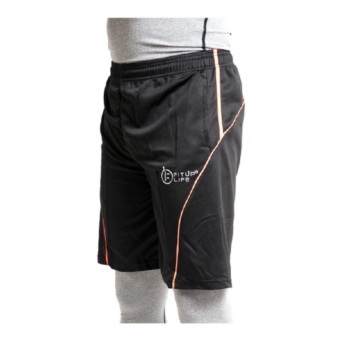 3 - Fitup Life Solid Men Shorts,  XL  Black with Orange 