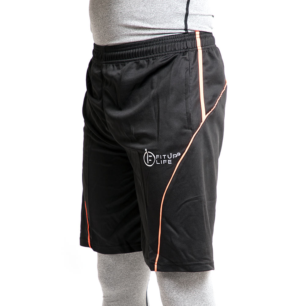 3 - Fitup Life Solid Men Shorts,  XL  Black with Orange 