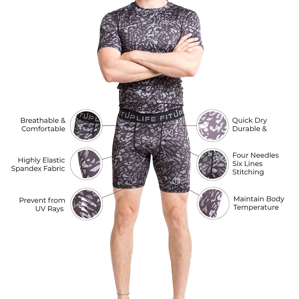 3 - Fitup Life Printed Men Compression Gym Shorts,  Small  Multicolor 