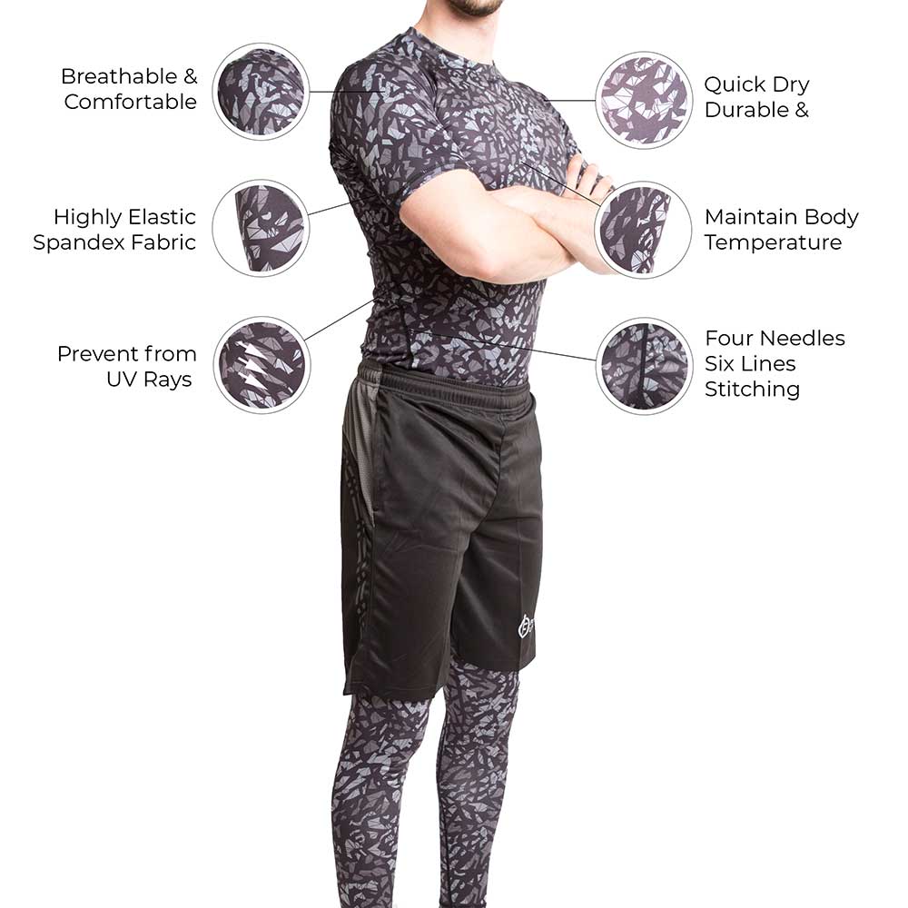 3 - Fitup Life Gym Wear Men Compression Half Sleeve,  Multicolor  Medium 